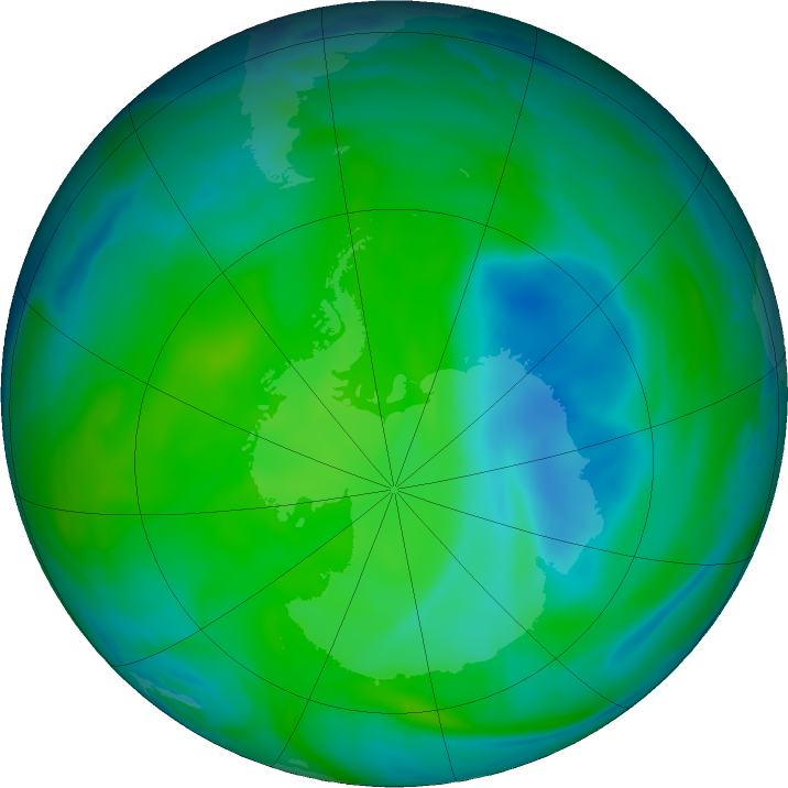 Antarctic ozone map for 24 December 2023